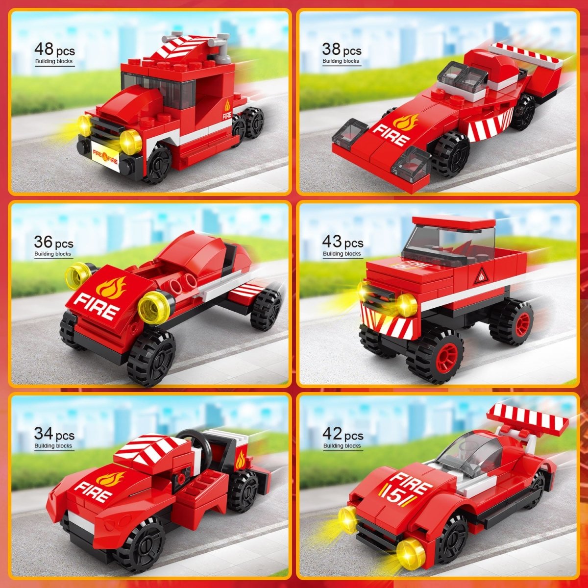 Fire Rescue Cars Building Blocks - PopFun