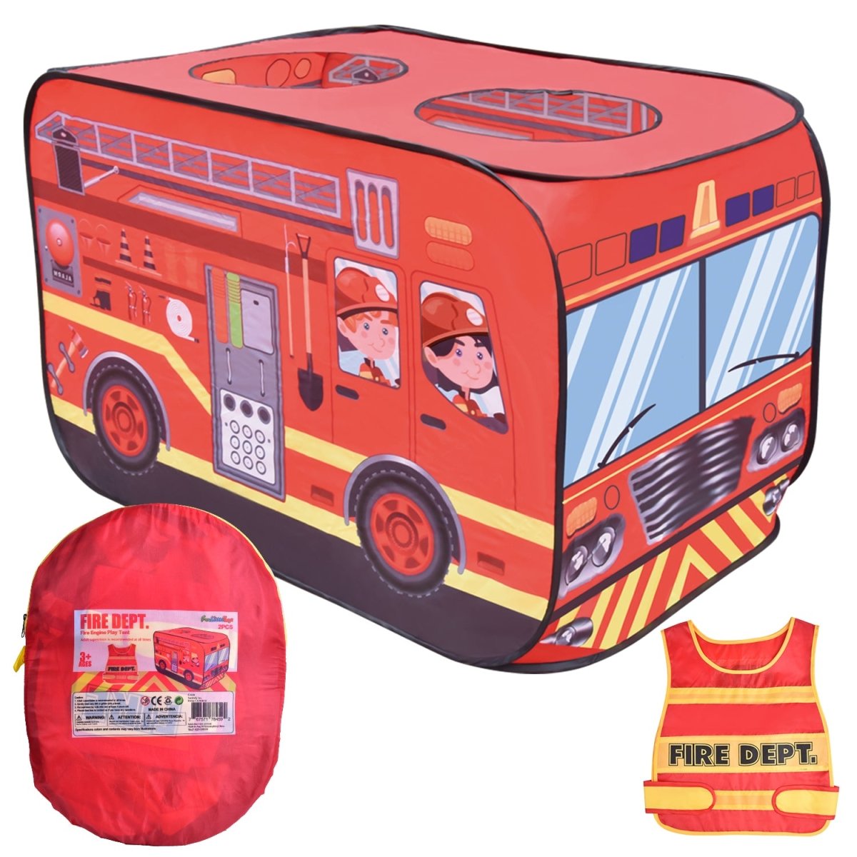 Fire Truck Pop Up Play Tent - PopFun