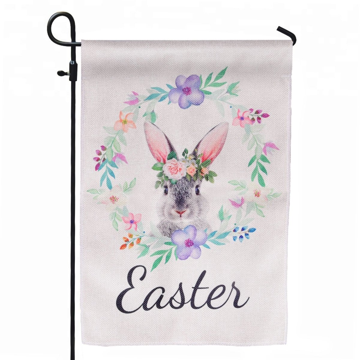 Floral Bunny Easter Garden Flag - PopFun