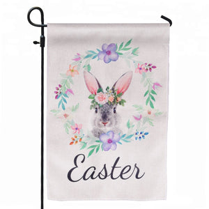 Floral Bunny Easter Garden Flag - PopFun