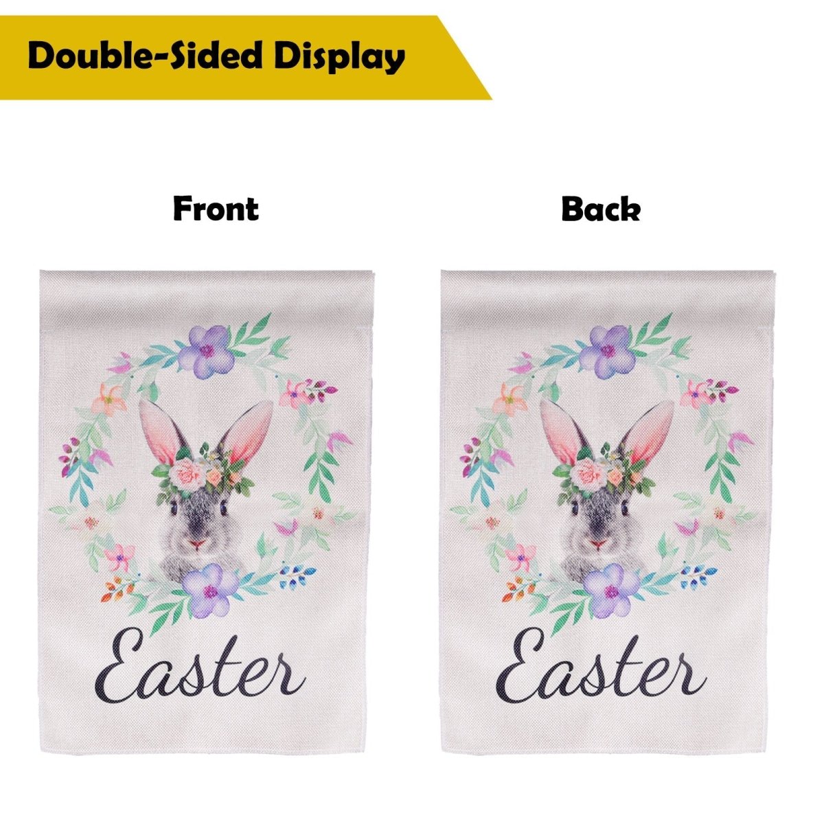 Floral Bunny Easter Garden Flag - PopFun