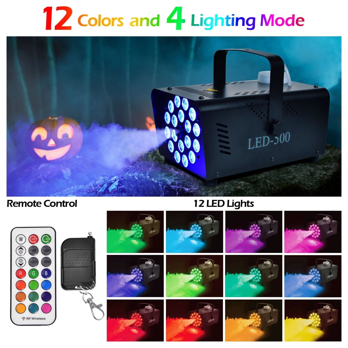 Fog Machine with 13 LED Color Lights - PopFun