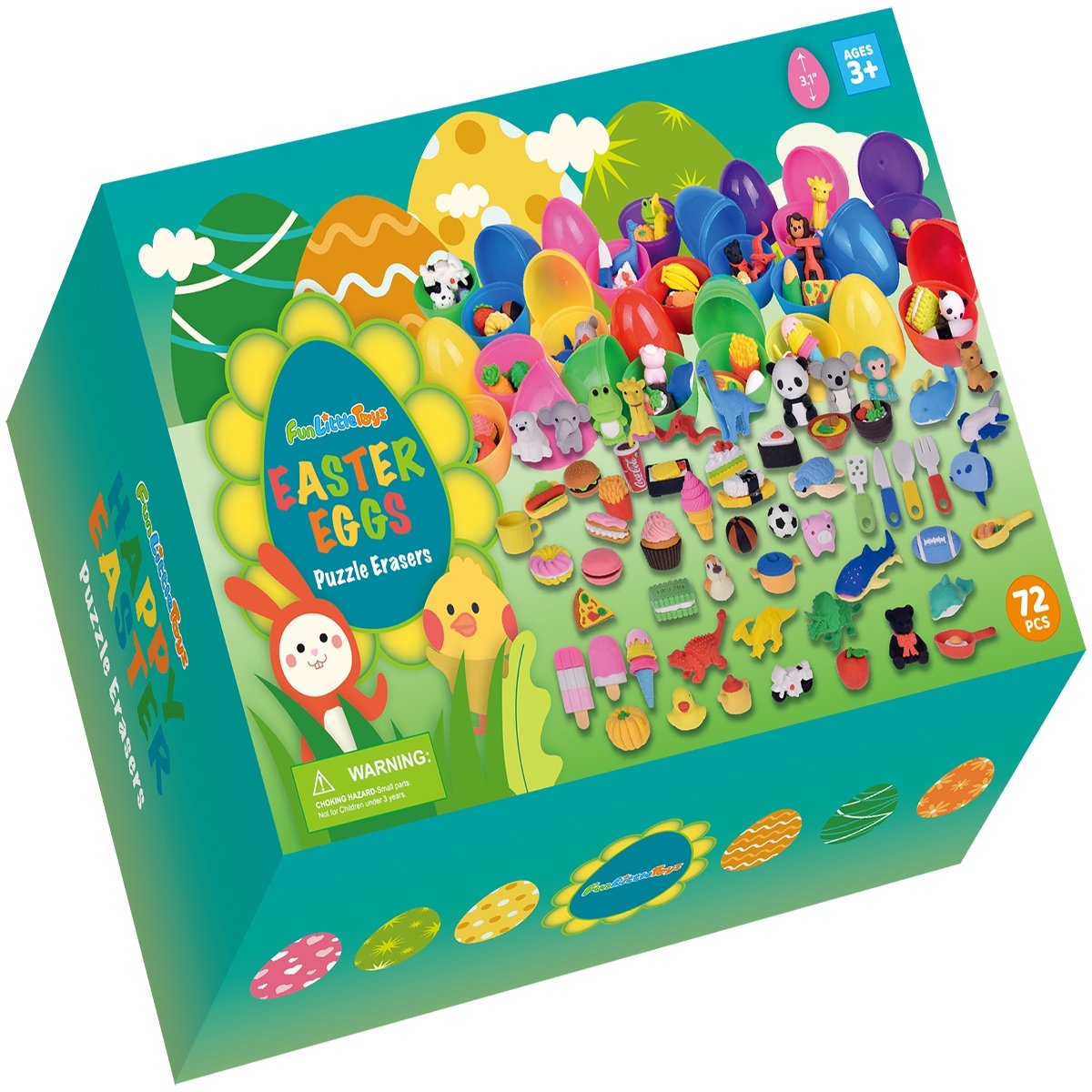 Food & Animal Erasers in Easter Eggs 72 Pcs - PopFun