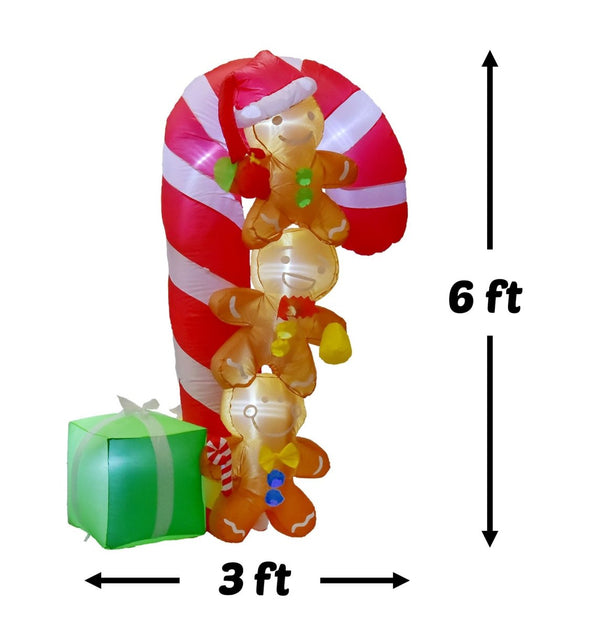 Present Stack Inflatable 6' Ft Gingerbread Stack Holiday Inflatable l PopFun