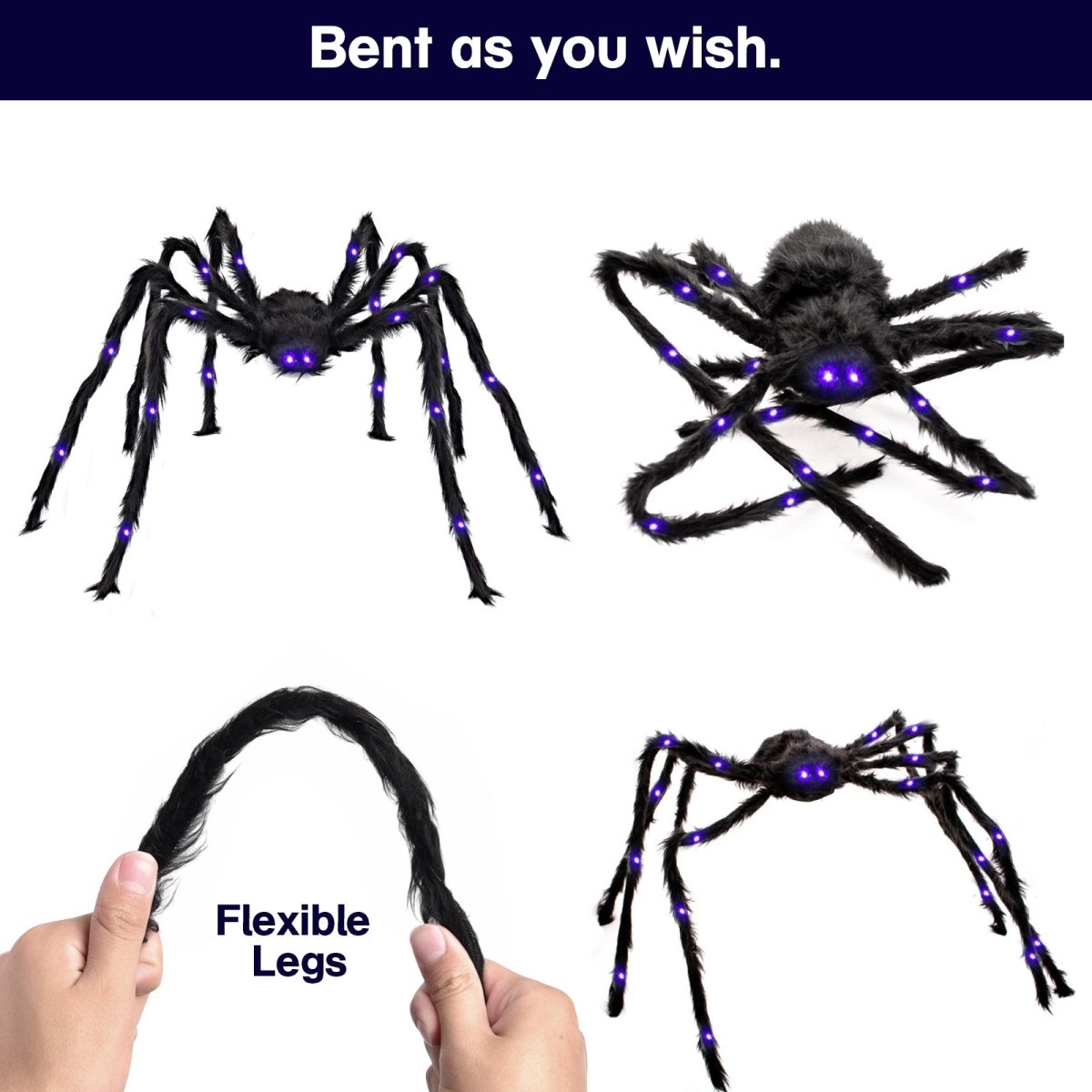 Halloween Decor Bendable LED Spider - PopFun