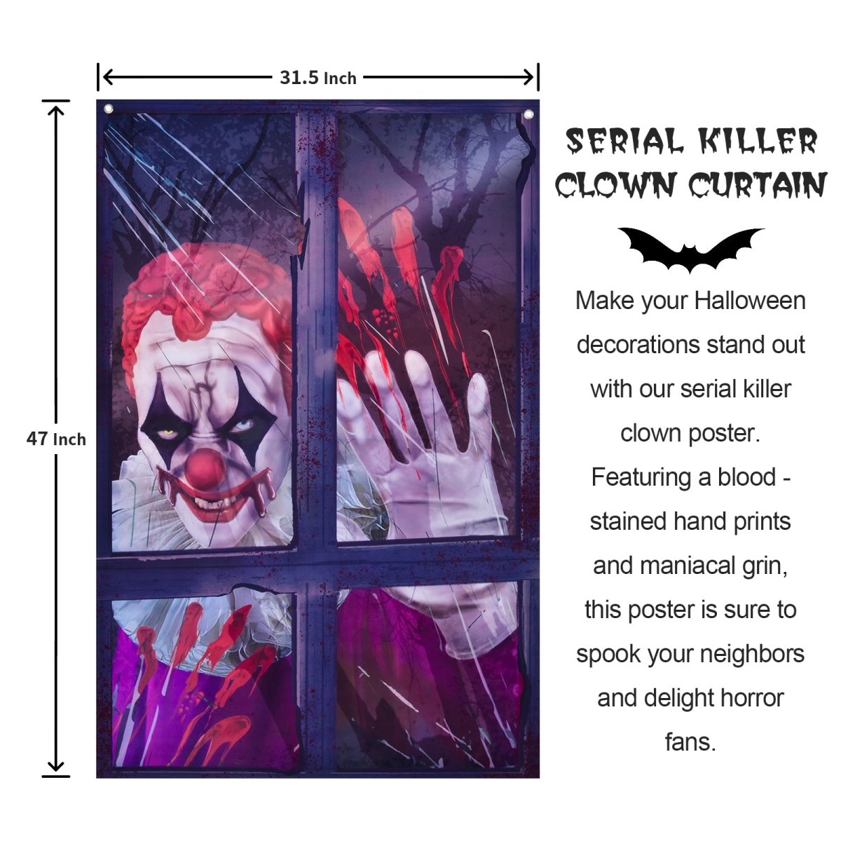 Halloween Killer Clown Curtain - PopFun