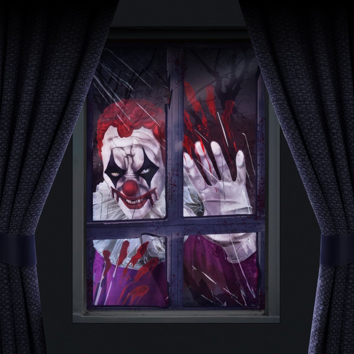 Halloween Killer Clown Curtain - PopFun