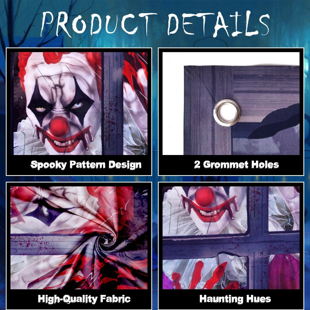 Halloween Killer Clown Curtain - PopFun