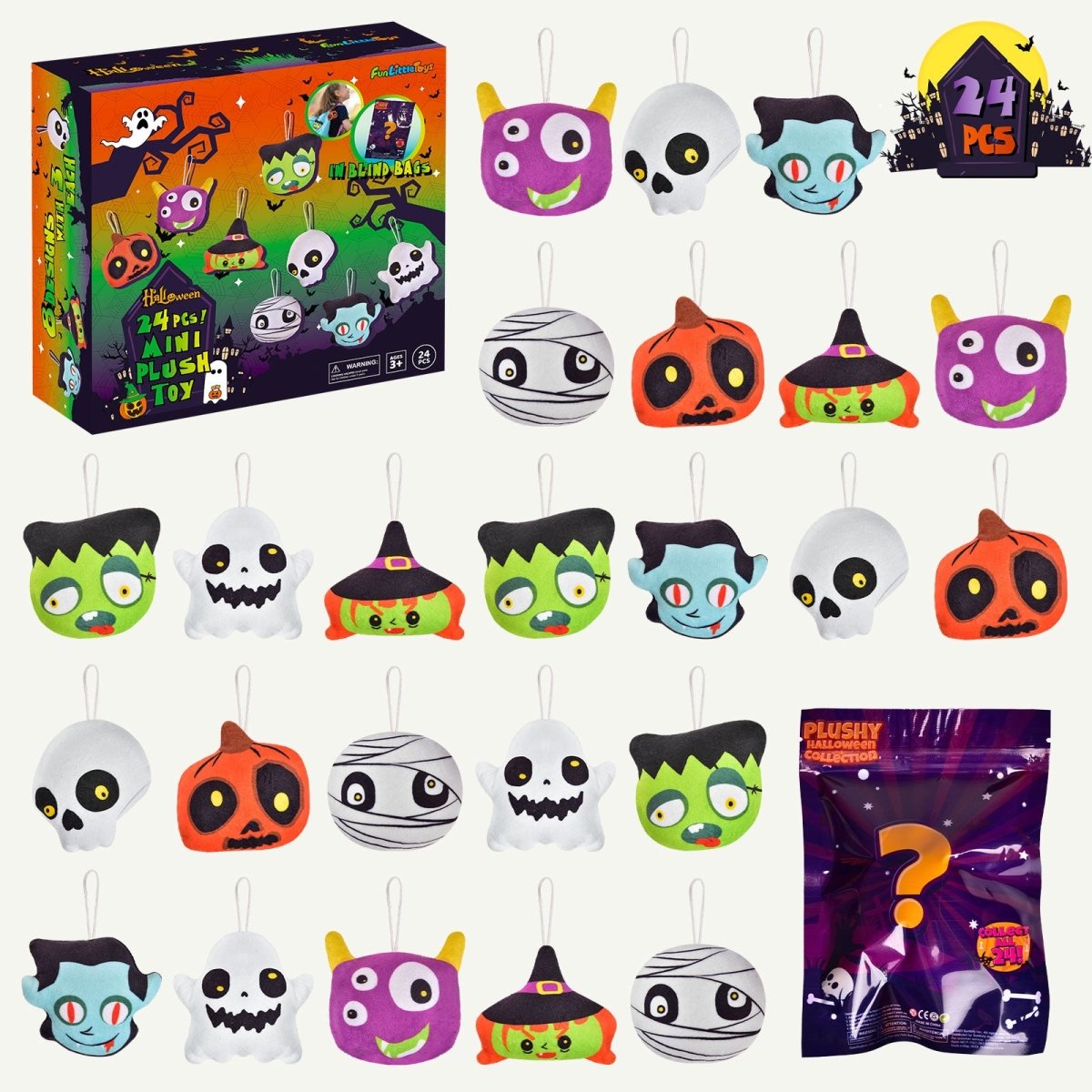 Halloween Mini Plush Keychain Toys 24 pcs - PopFun