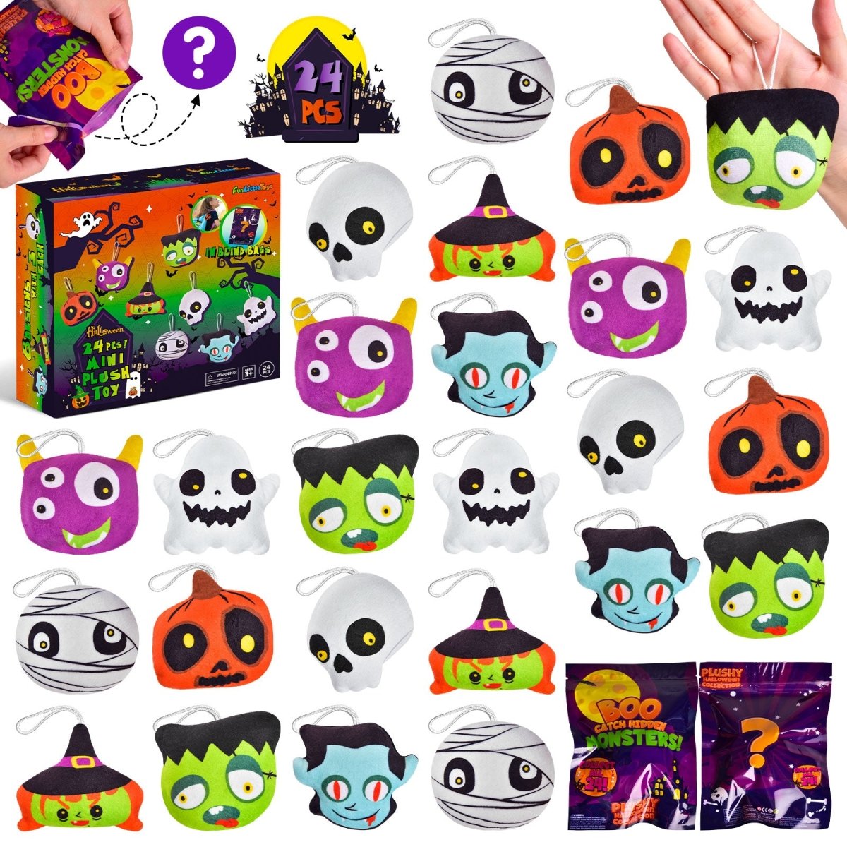 Halloween Mini Plush Keychain Toys 24 pcs - PopFun