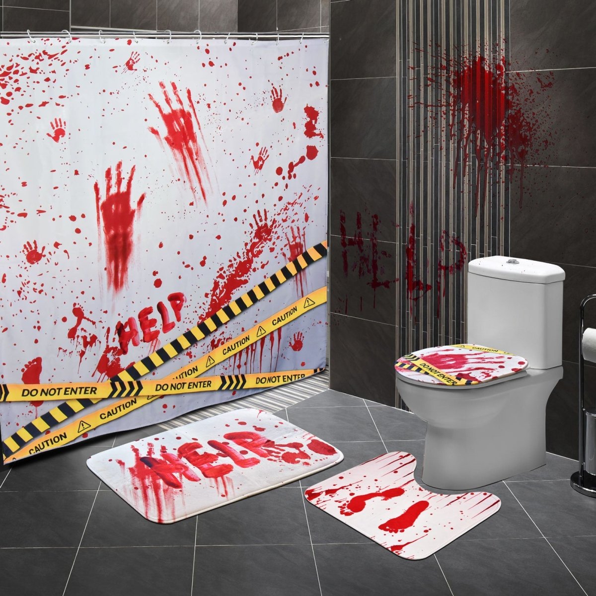 Halloween Shower Curtain Set 4pcs - PopFun