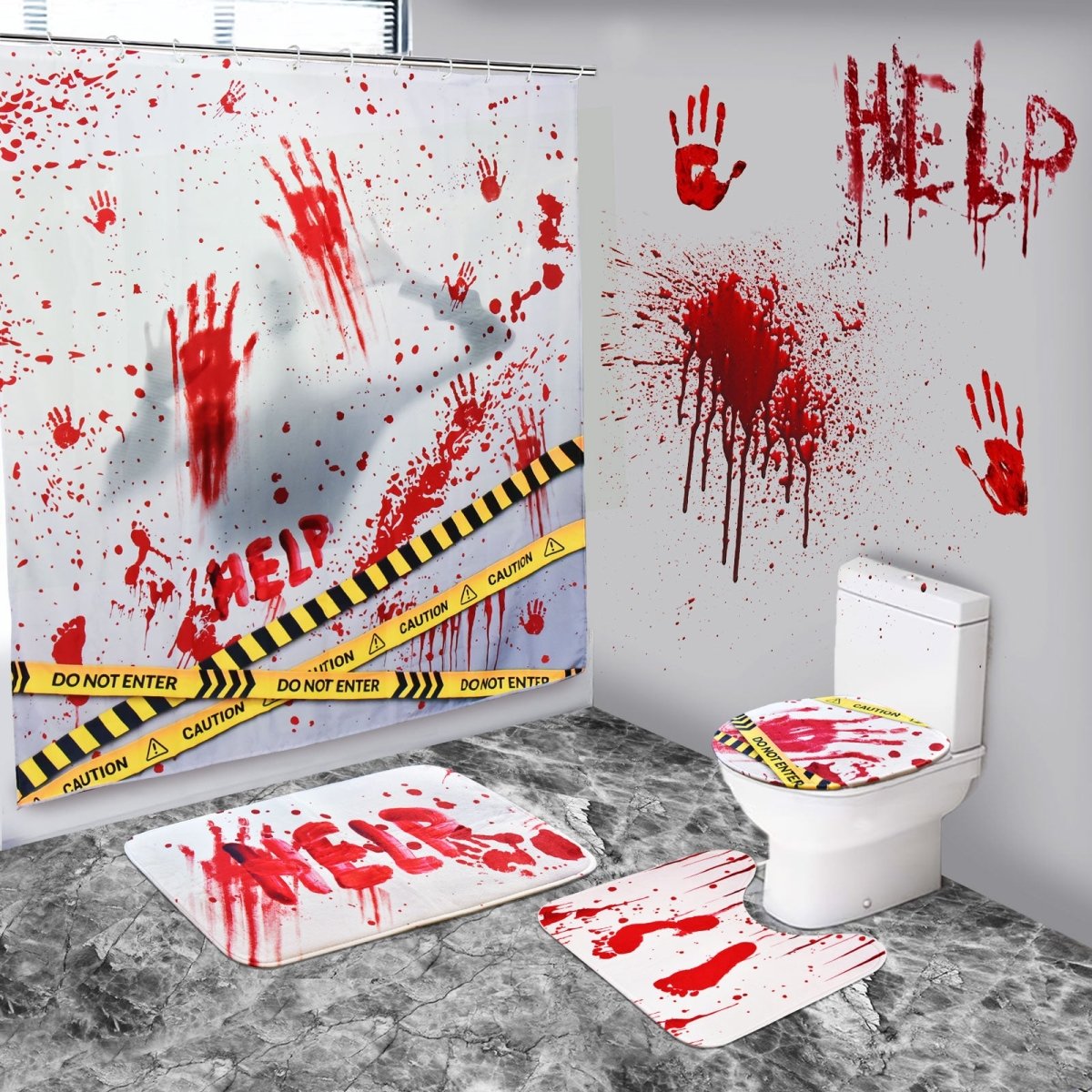 Halloween Shower Curtain Set 4pcs - PopFun