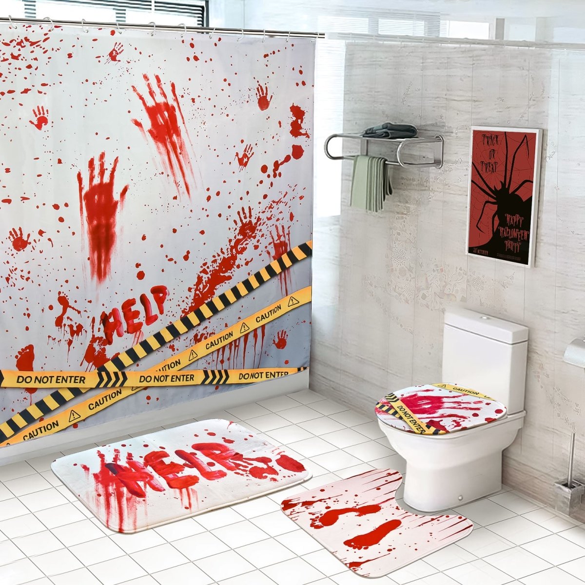 Halloween Shower Curtain Set 4pcs - PopFun