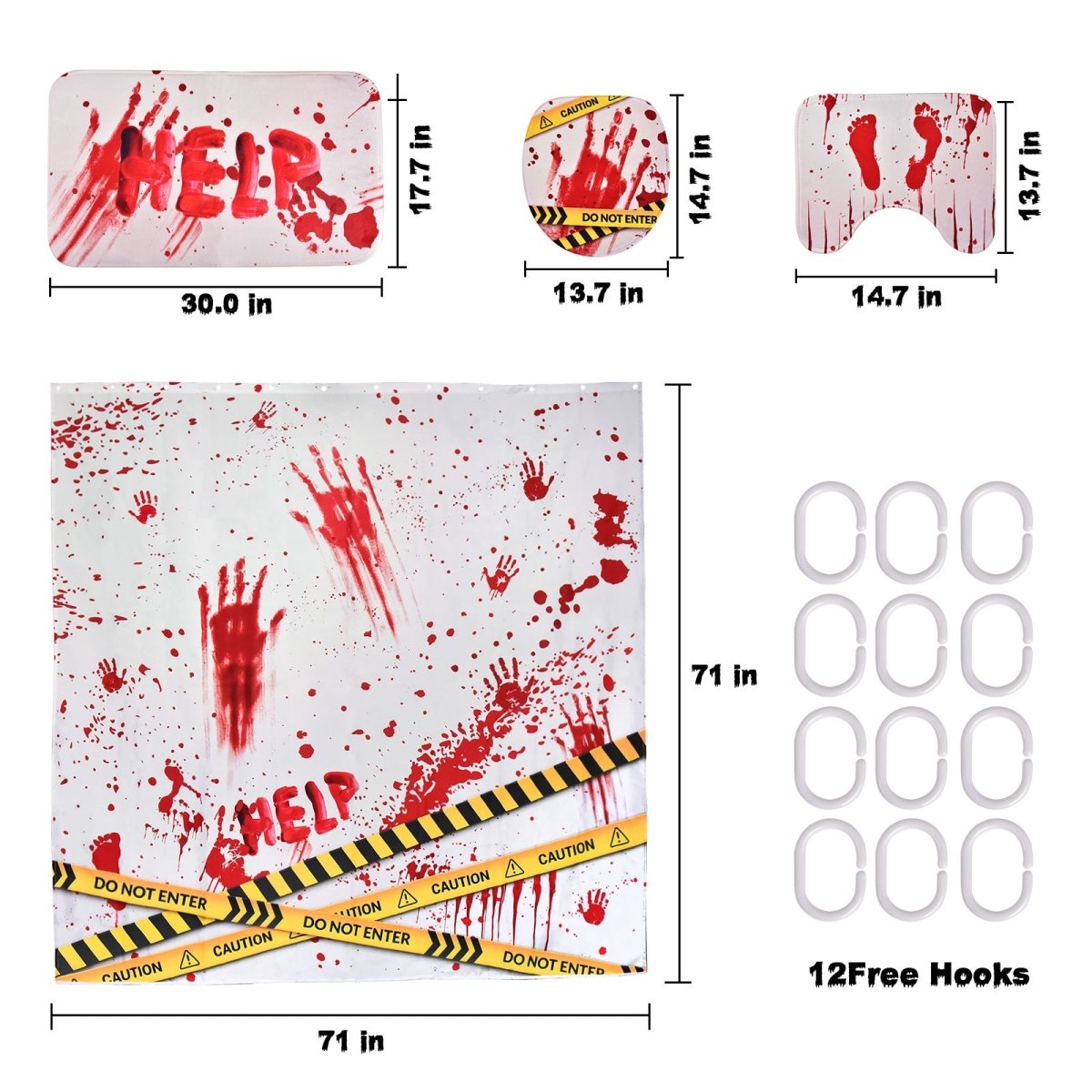 Halloween Shower Curtain Set 4pcs - PopFun