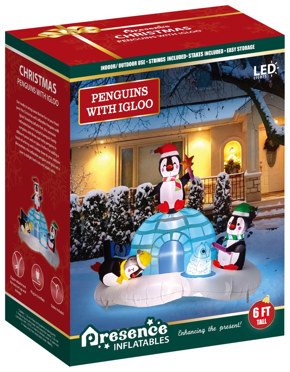 Inflatable Christmas Penguin with Igloo - PopFun