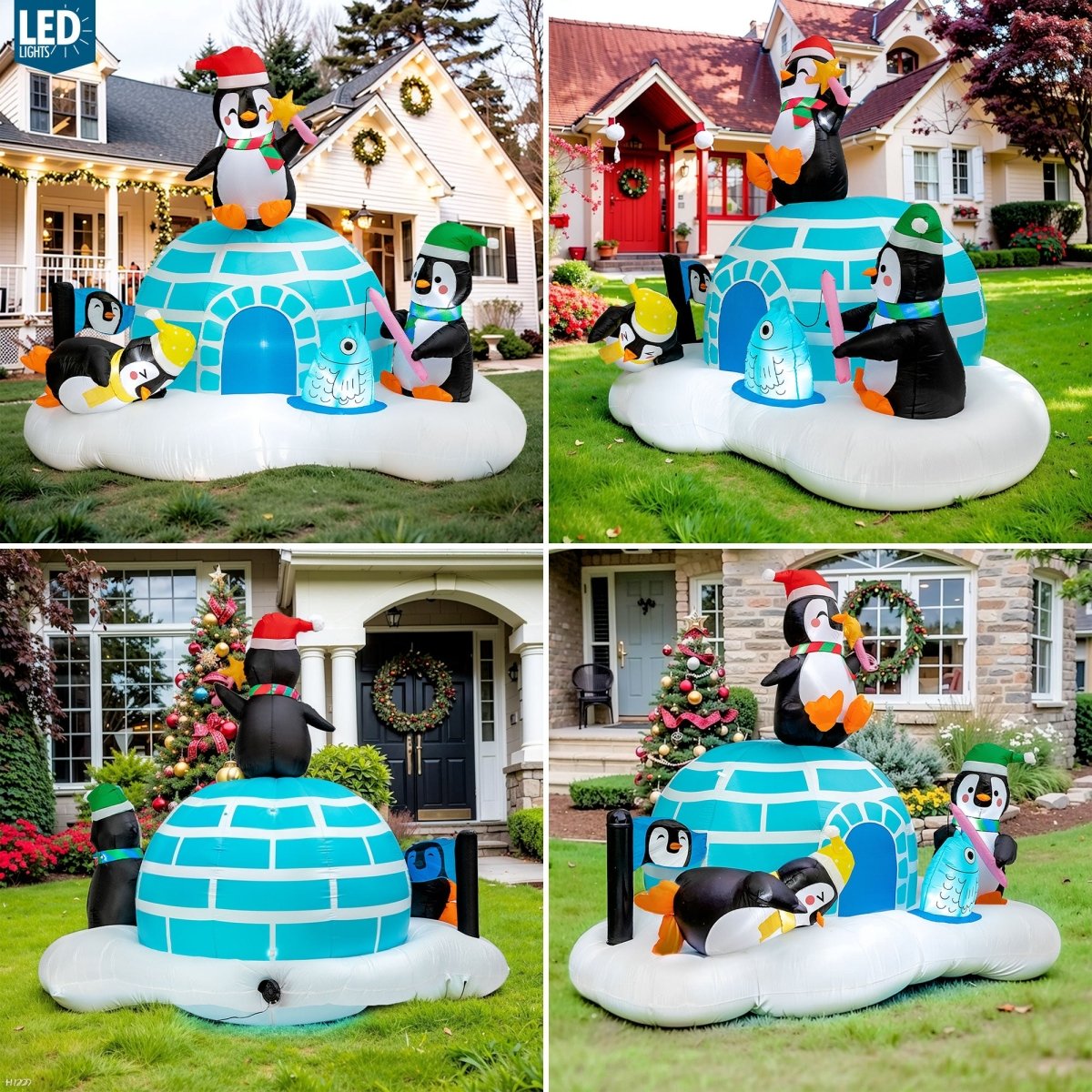 Inflatable Christmas Penguin with Igloo - PopFun