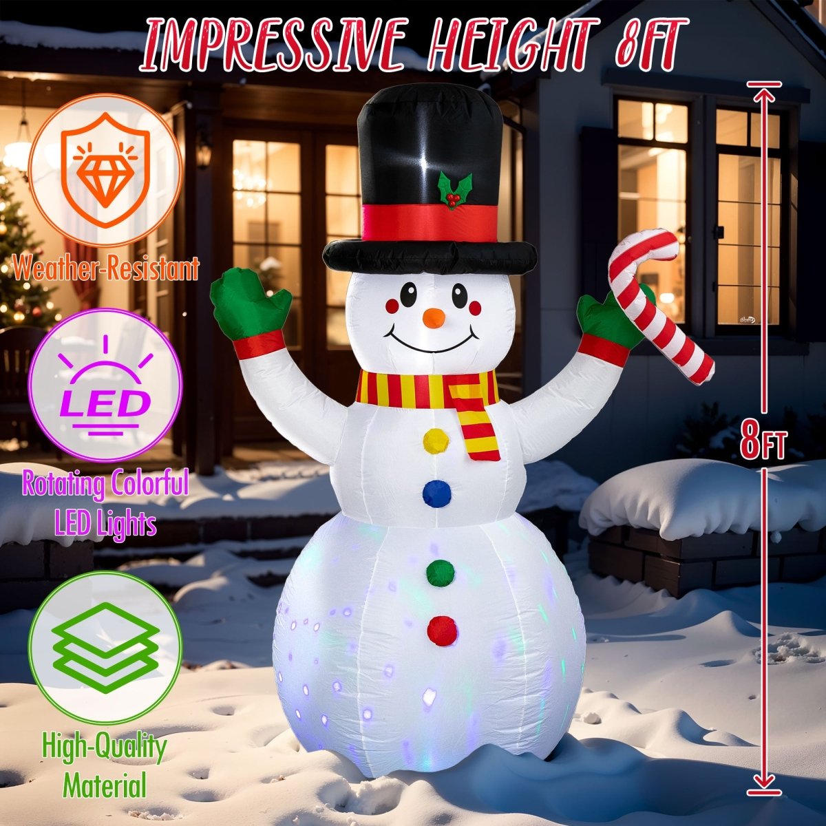 Inflatable Christmas Snowman with LED - PopFun