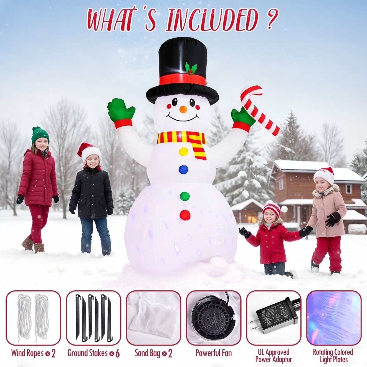 Inflatable Christmas Snowman with LED - PopFun
