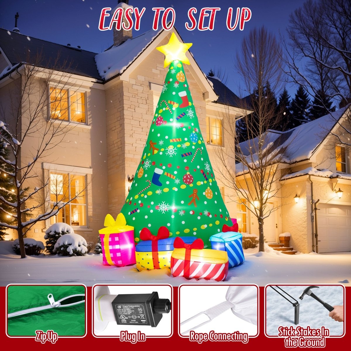 6FT Inflatable Christmas Tree with LED Light | PopFun