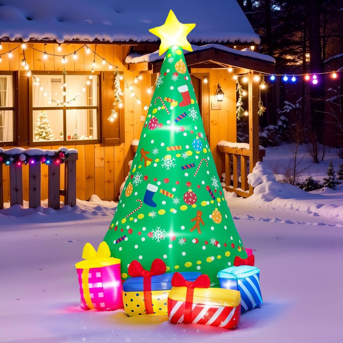6FT Inflatable Christmas Tree with LED Light | PopFun