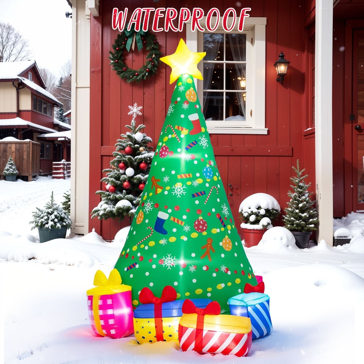 6FT Inflatable Christmas Tree with LED Light PopFun