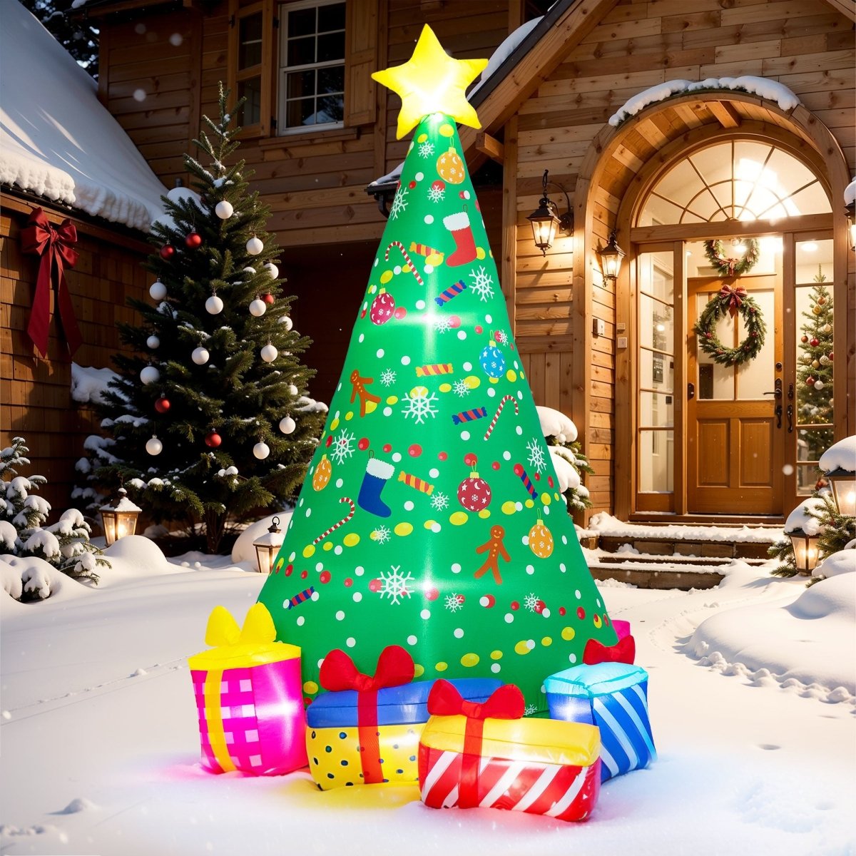 6FT Inflatable Christmas Tree with LED Light PopFun