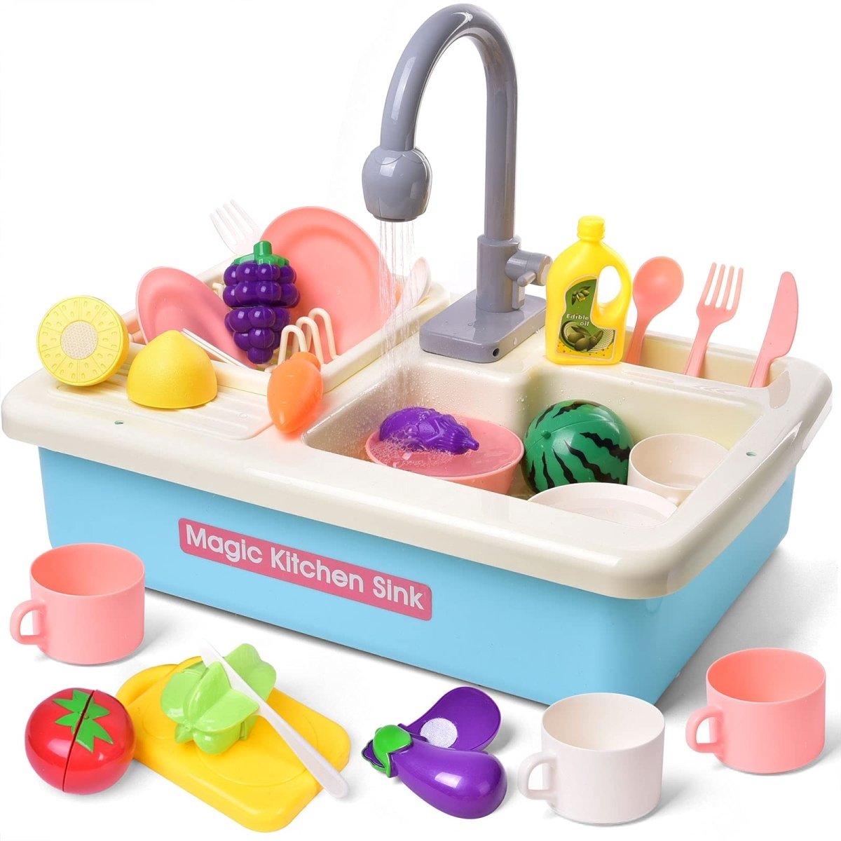 Kids' Pretend Play Kitchen Sink Toys Set l Kids Cookware l PopFun