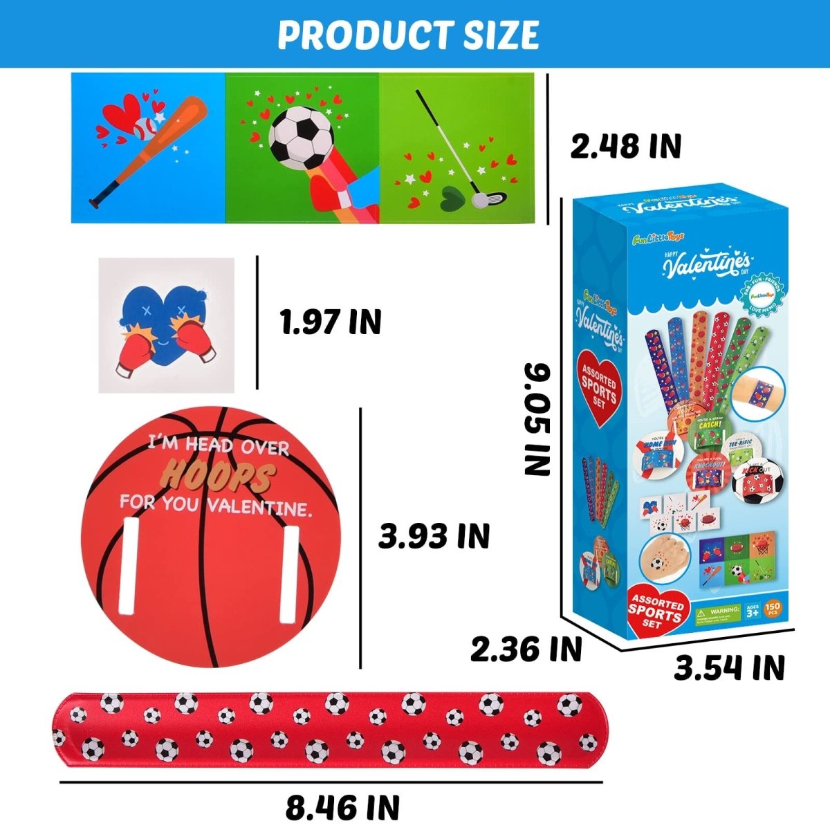 Kids Valentines Day Cards with Slap Bracelets and Stickers - PopFun