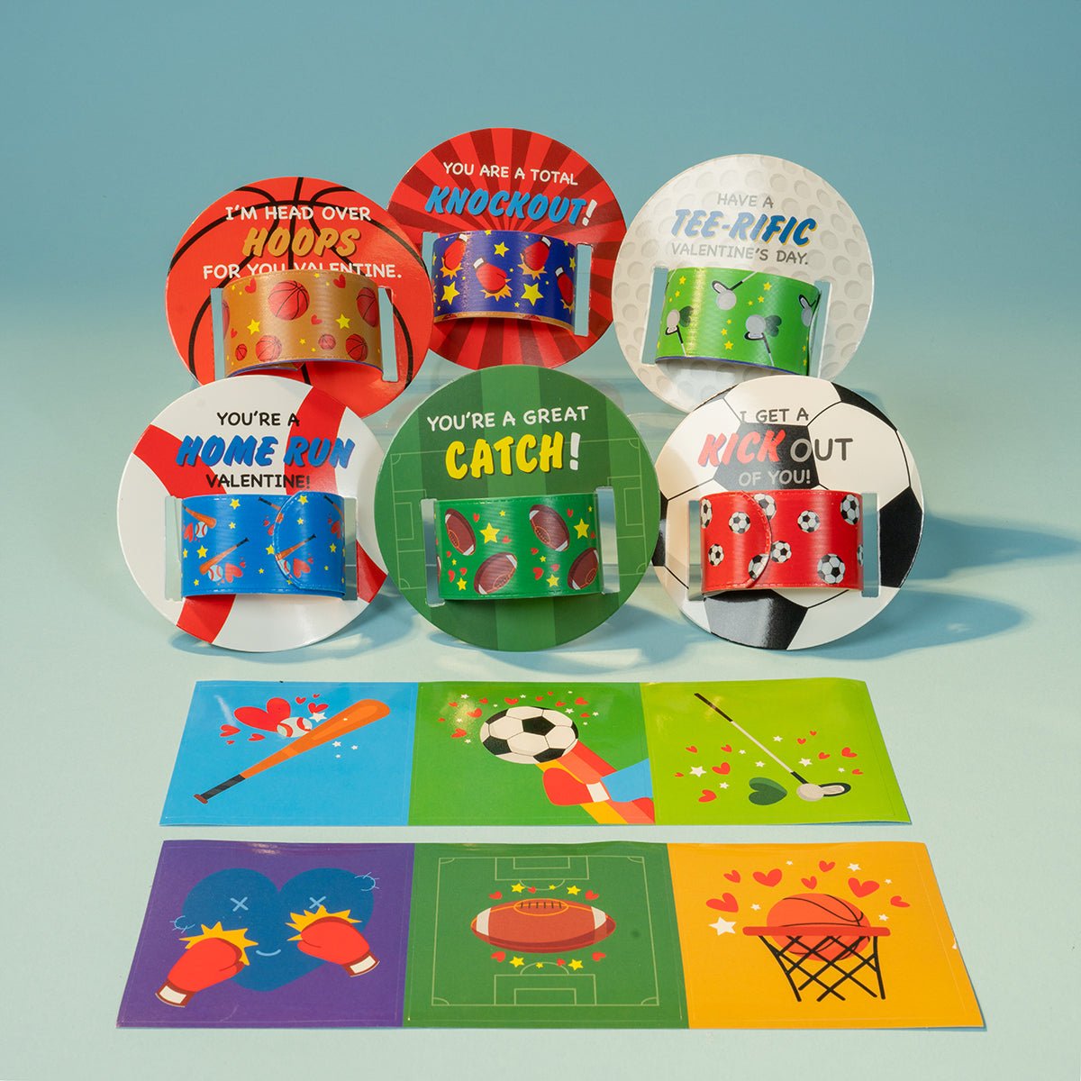 Kids Valentines Day Cards with Slap Bracelets and Stickers - PopFun