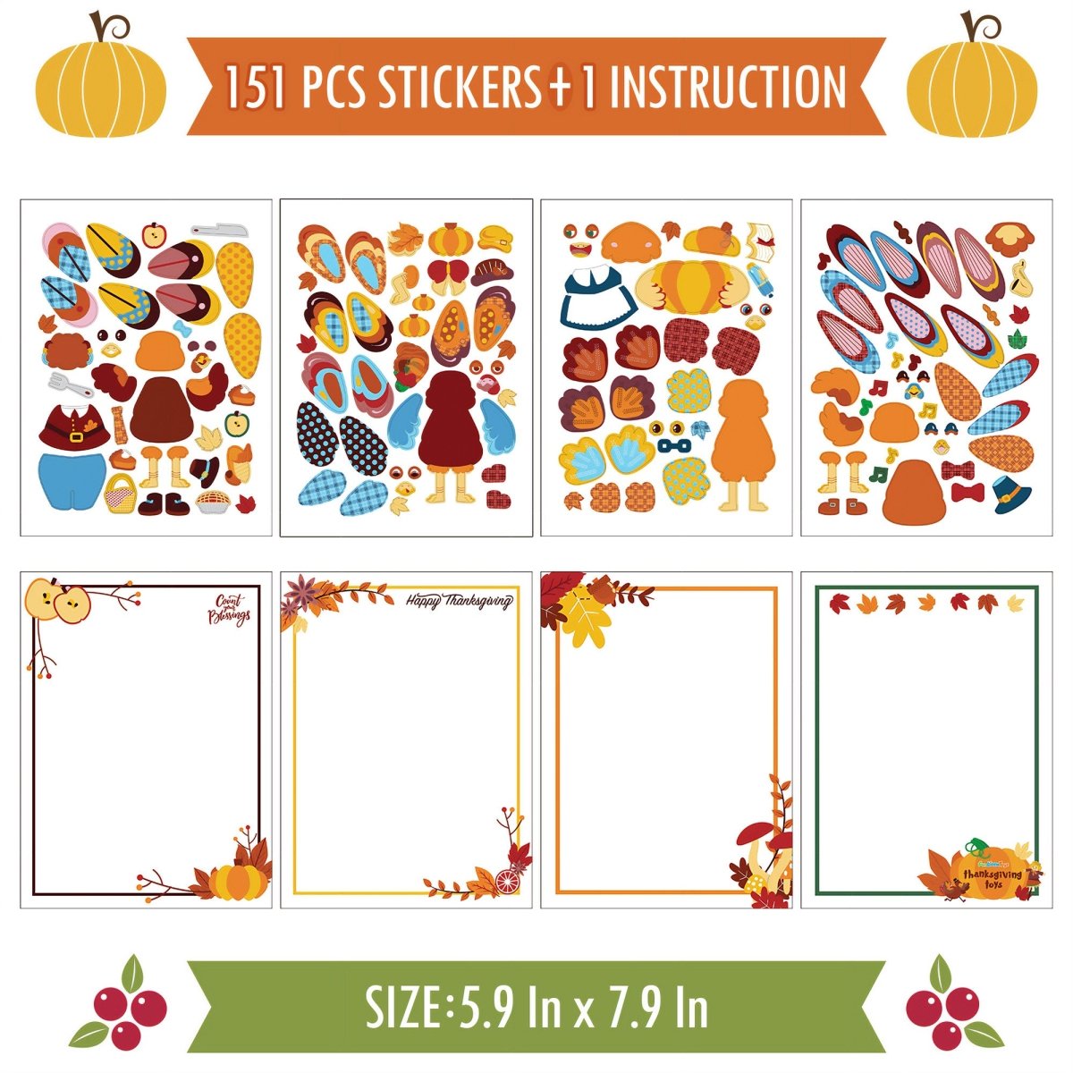 Make a Turkey Stickers 151 Pcs - PopFun