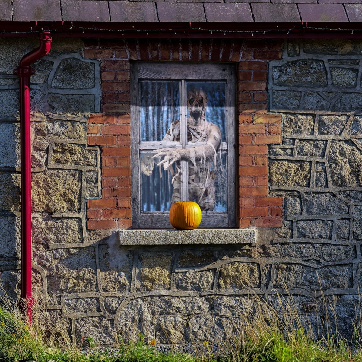 Mummy Curtain Halloween Window Decoration - PopFun