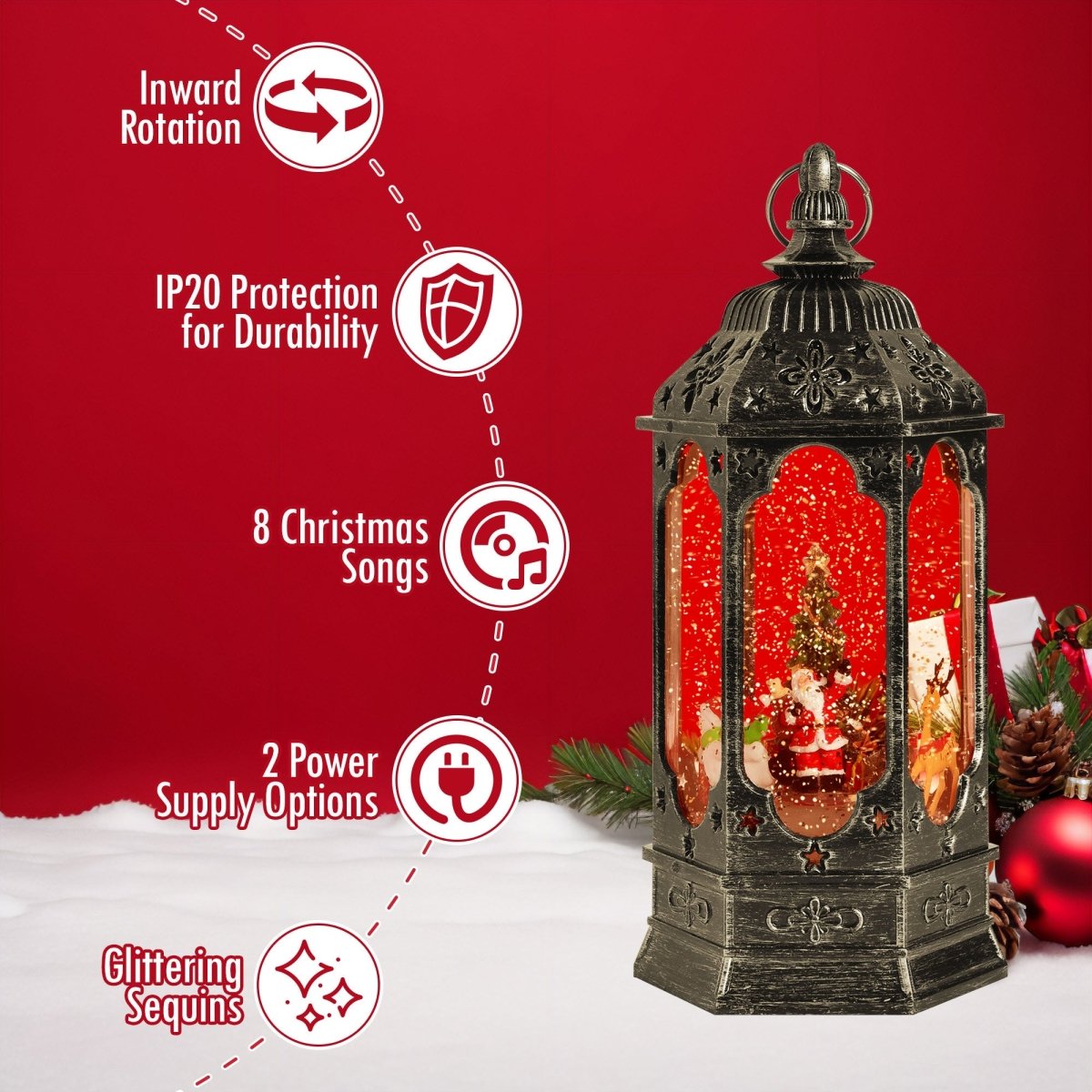 Christmas Musical Snow Globe Lantern | PopFun