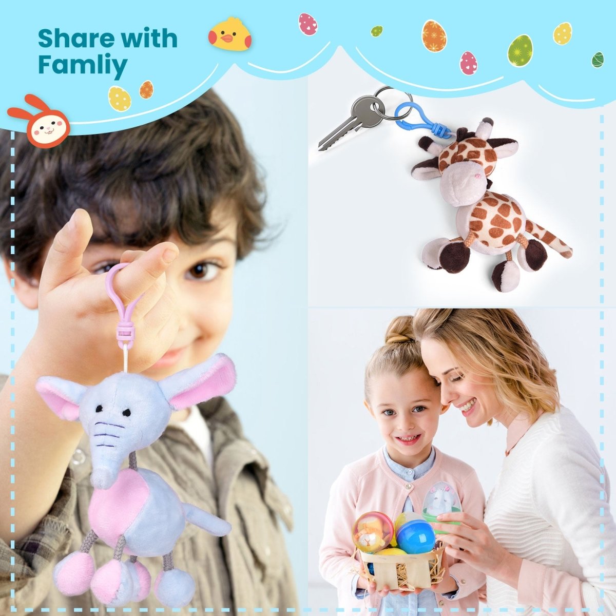 Plush Animal Keychain Easter Eggs 8pcs - PopFun