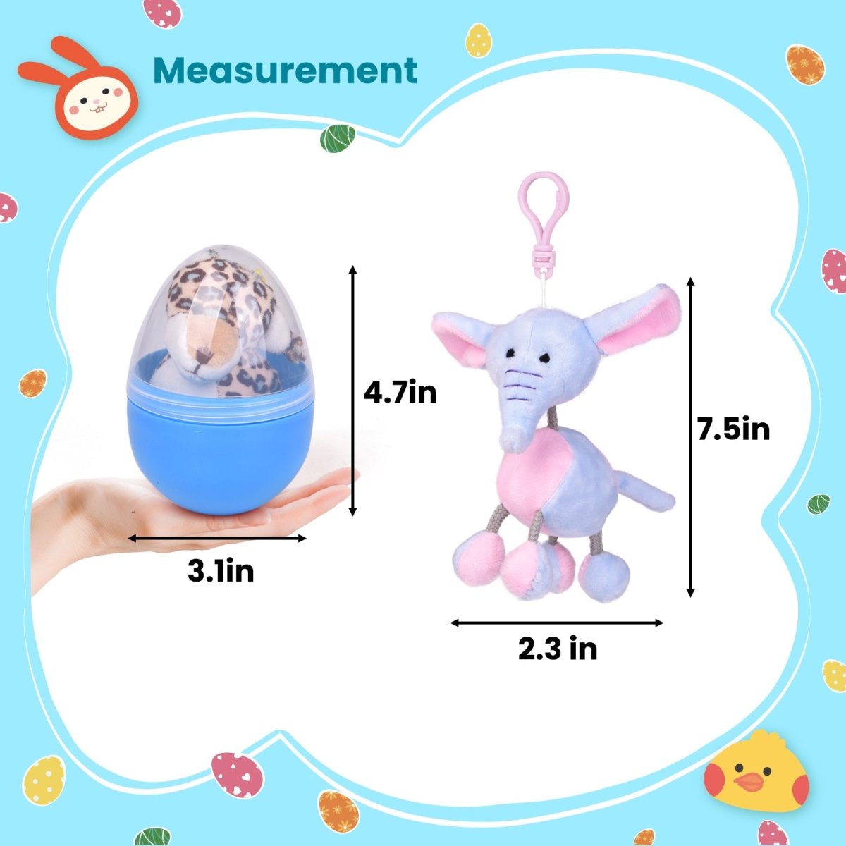 Plush Animal Keychain Easter Eggs 8pcs - PopFun