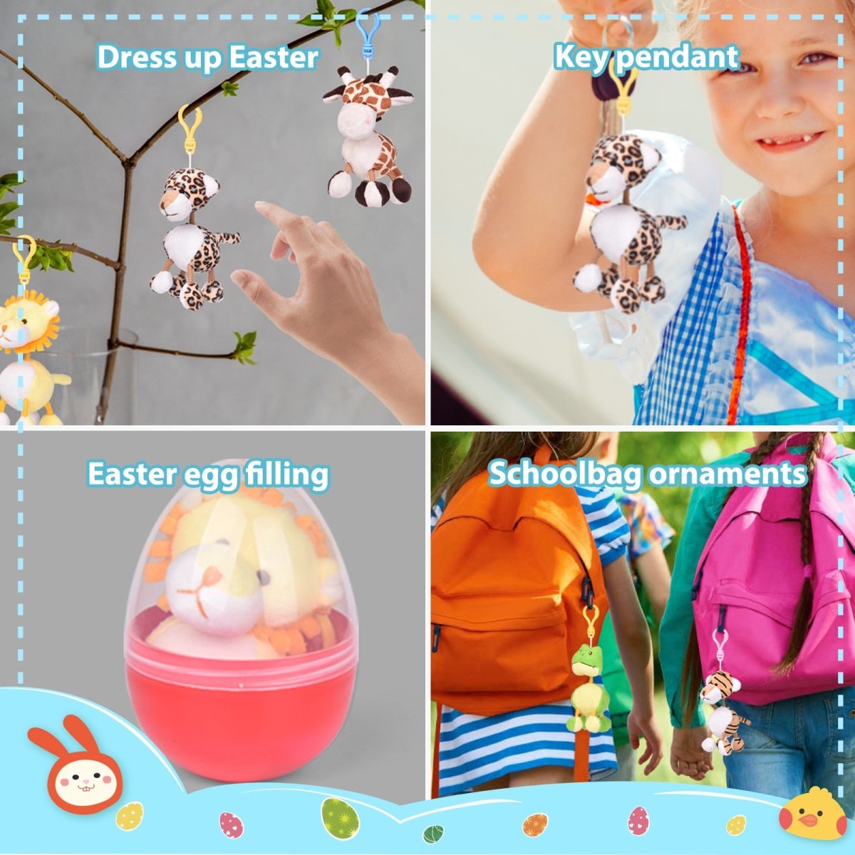 Plush Animal Keychain Easter Eggs 8pcs - PopFun