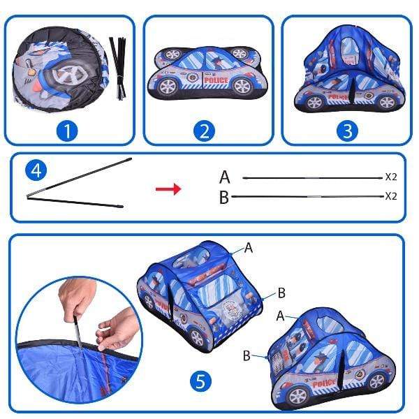 Police Car Play Tent - PopFun