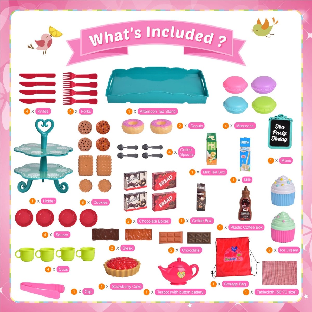 Pretend Play Princess Tea Party Toy - PopFun