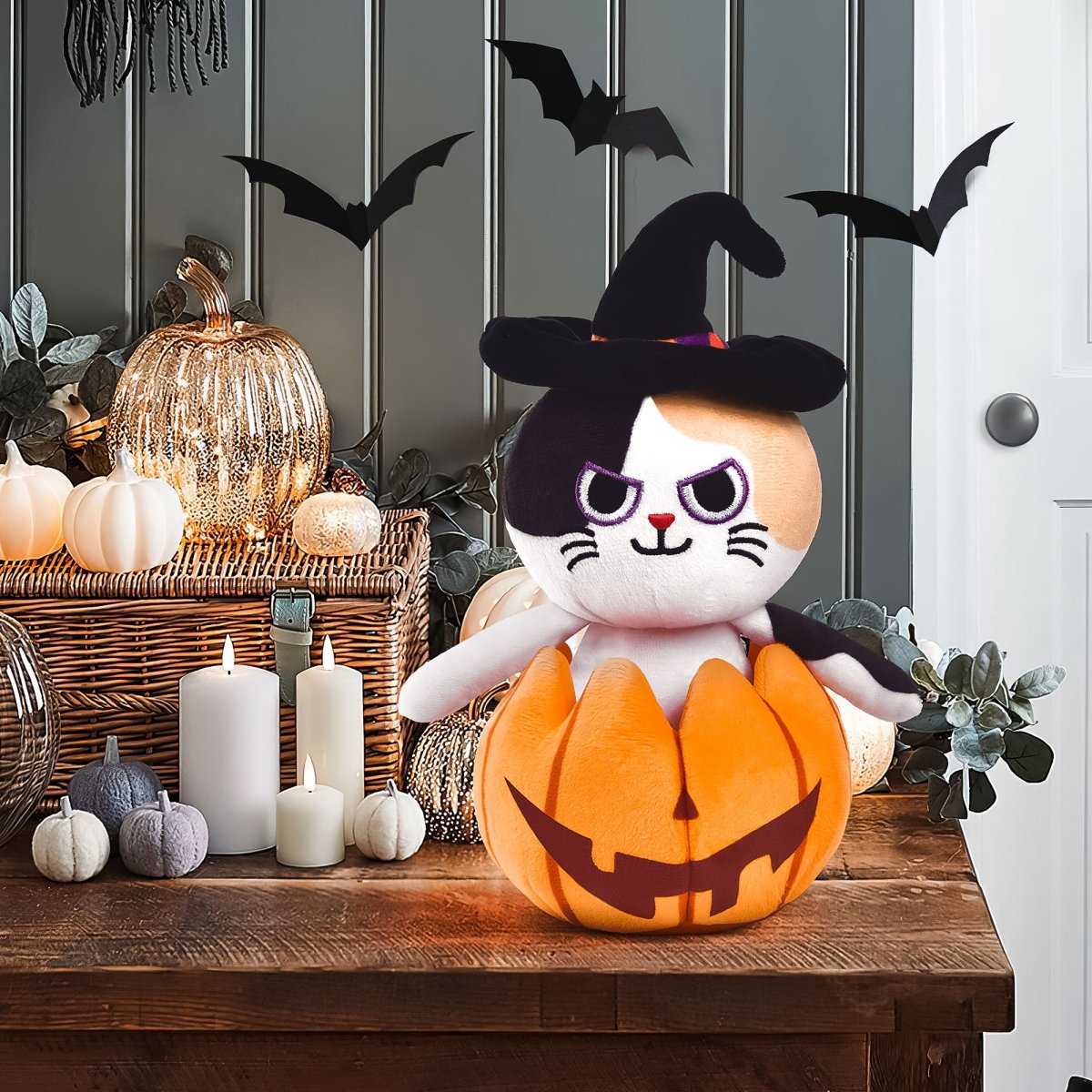 Pumpkin Popper Halloween Cat Plush Toy - PopFun