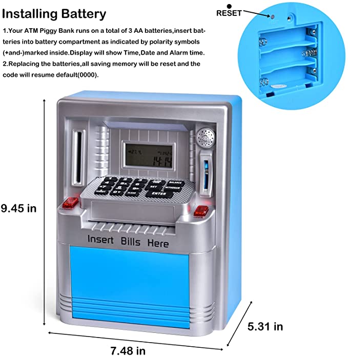 Realistic ATM Piggy Bank Pretend Play Set - PopFun