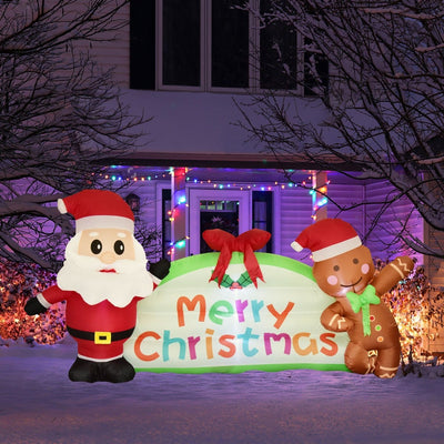 Santa and Gingerbread Man Christmas Inflatable | PopFun