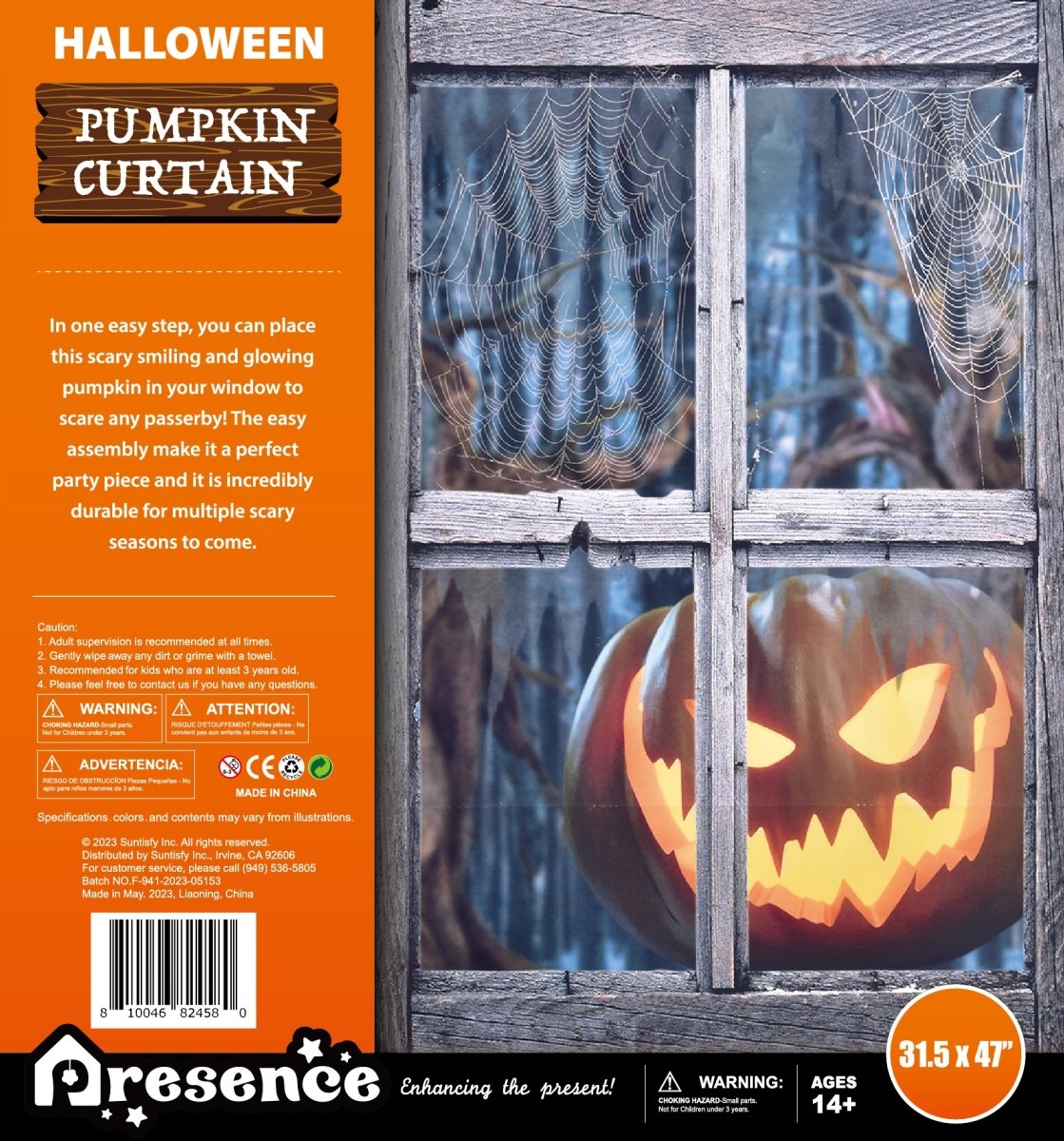 Scary Halloween Pumpkin Window Curtain - PopFun