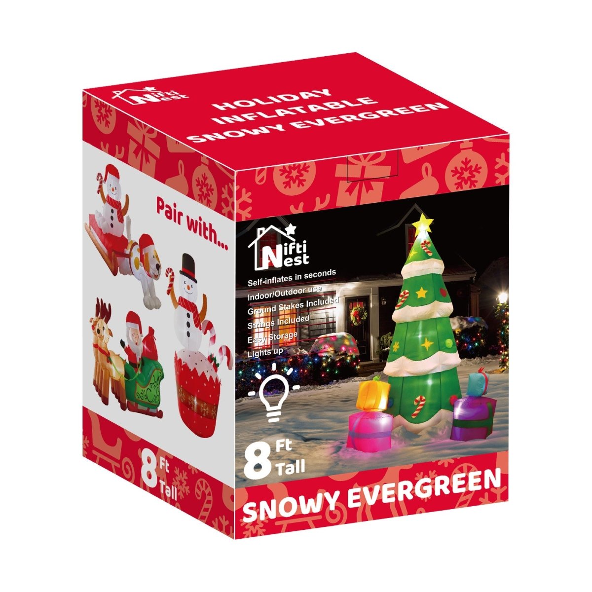Snowy Evergreen Holiday Inflatable (8ft) - PopFun