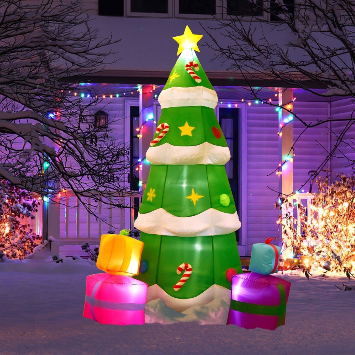 8' Ft Snowy Evergreen Holiday Inflatable l PopFun