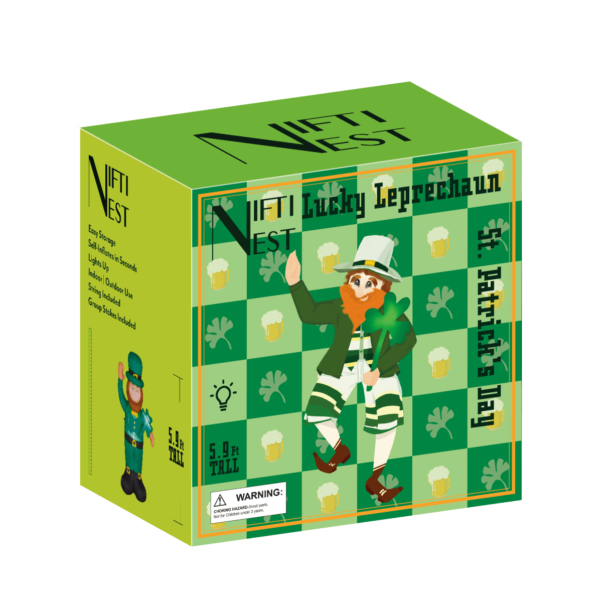 St. Patricks Day Leprechaun Inflatable (5.9ft) - PopFun