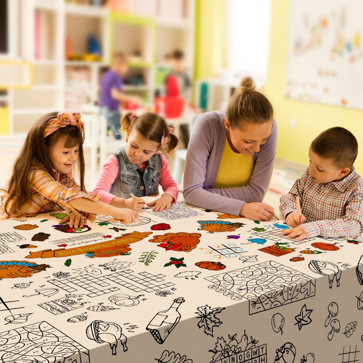 Thanksgiving Coloring Tablecloth - PopFun
