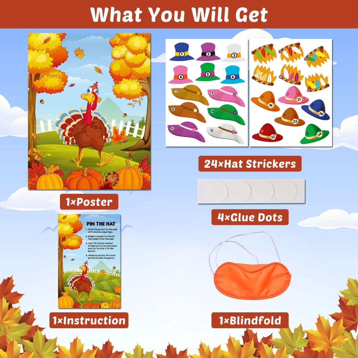 Thanksgiving Pin the Hat Game - PopFun