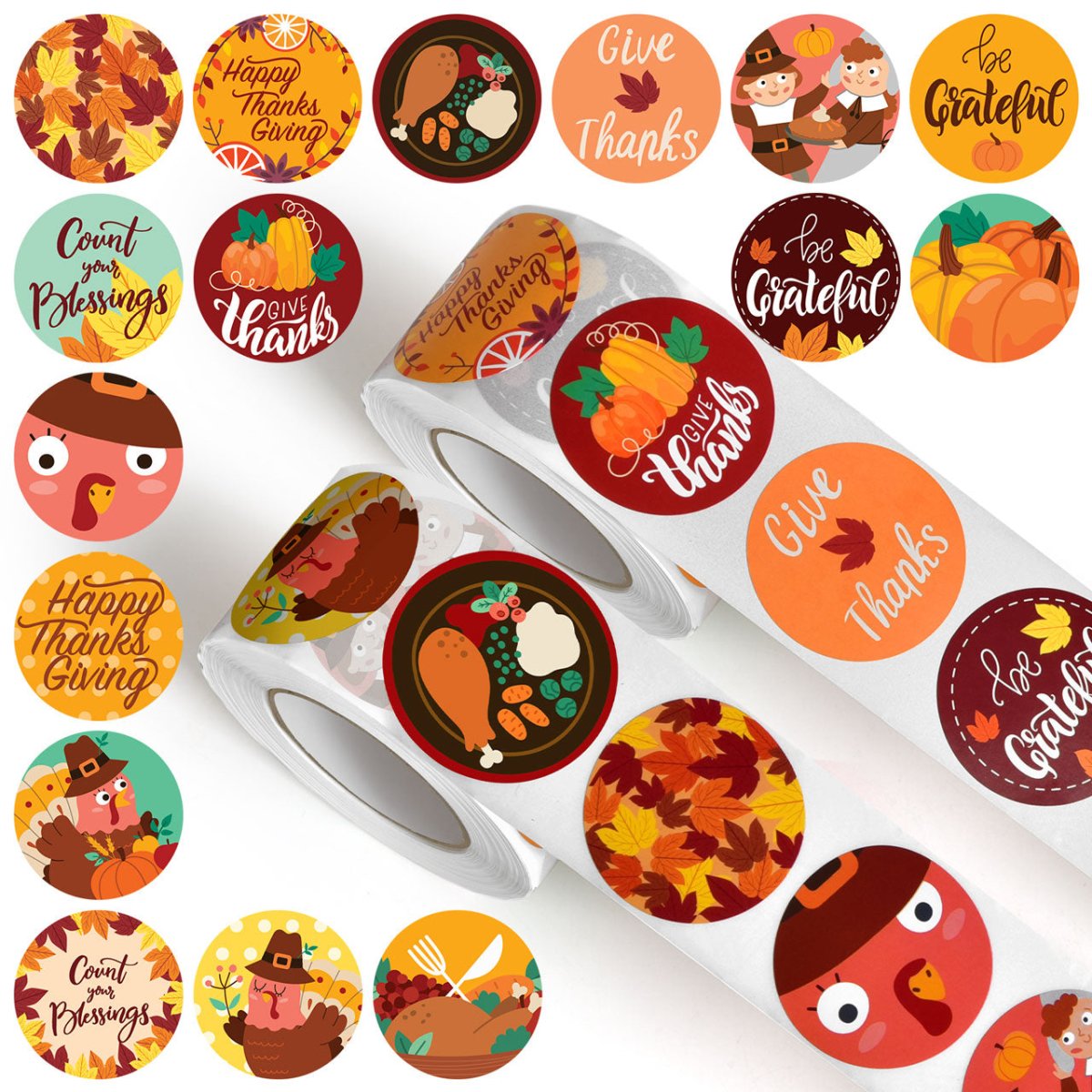 Thanksgiving Sticker Roll Collection 1000 Pcs - PopFun