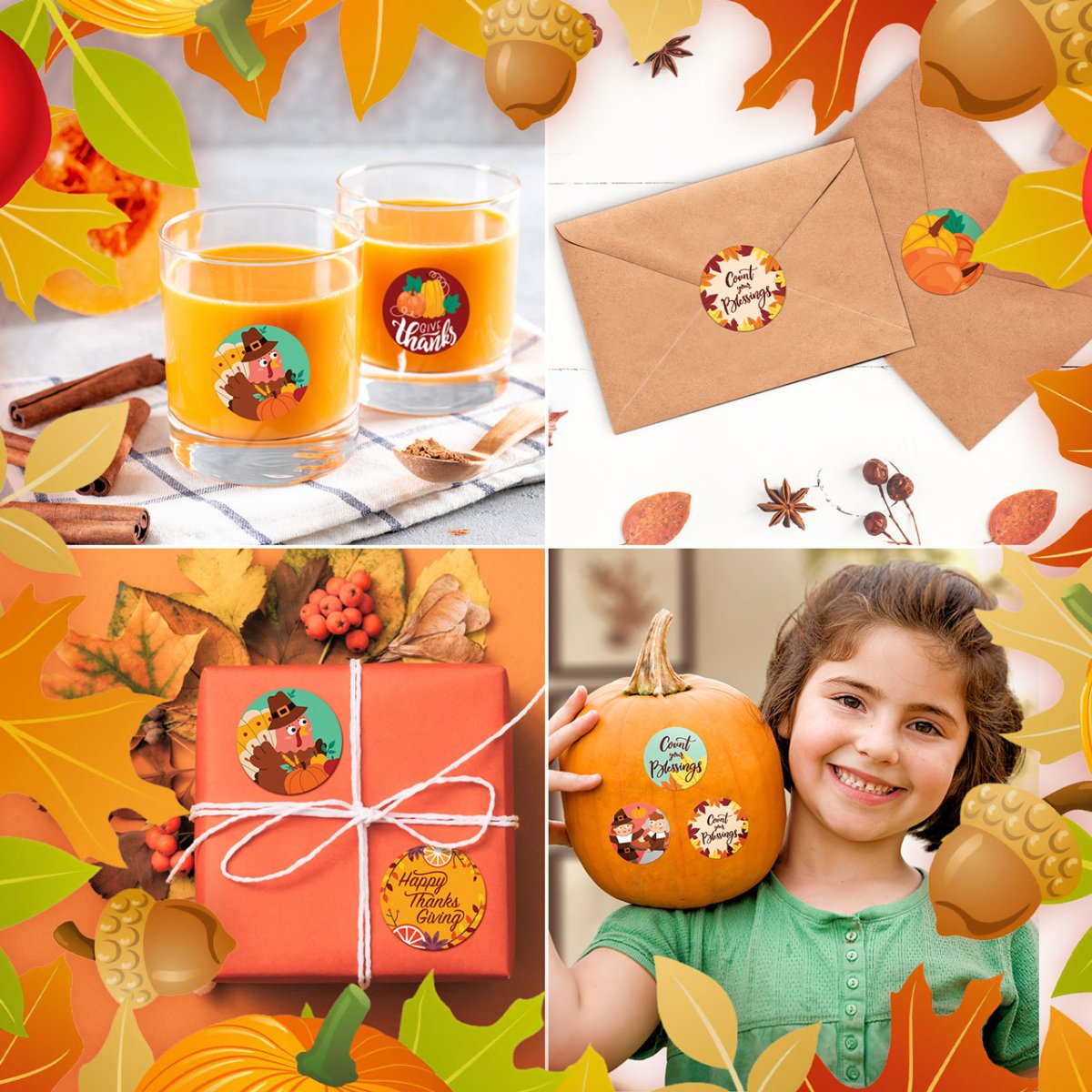 Thanksgiving Sticker Roll Collection 1000 Pcs - PopFun