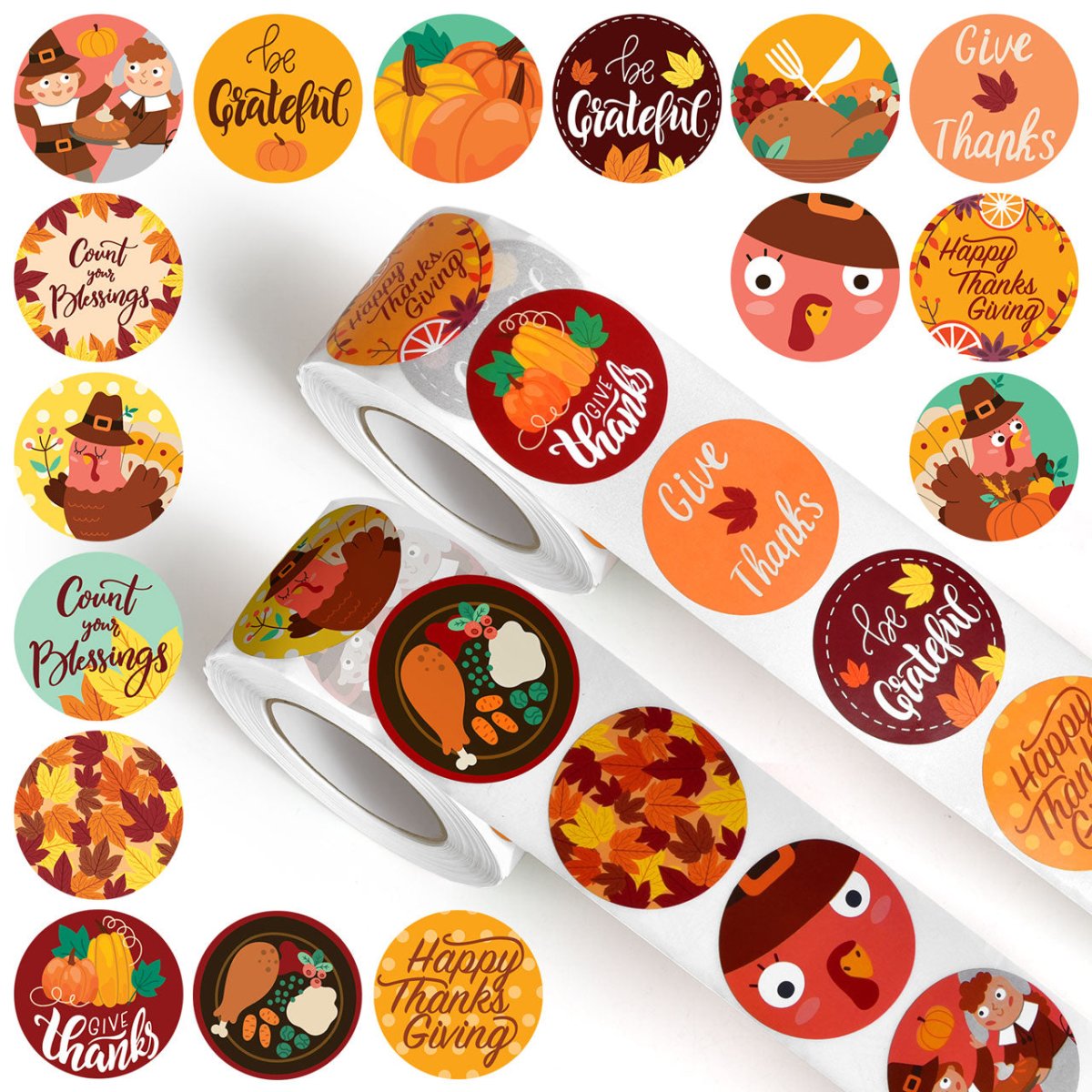 Thanksgiving Sticker Roll Collection 1000 Pcs - PopFun