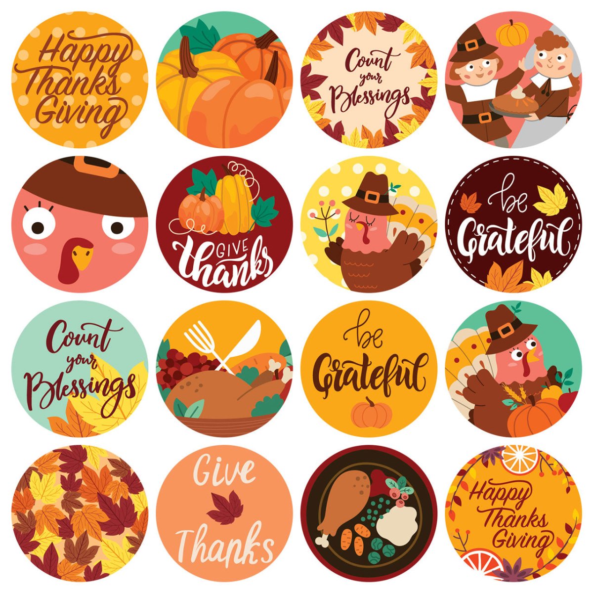 Thanksgiving Sticker Roll Collection 1000 Pcs - PopFun